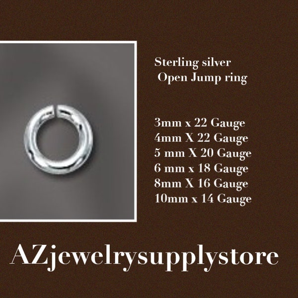 Sterling Silver Open  jump ring - Jewelry making - jewelry supply - 3 mm to 10 mm 22 to 14 gauge