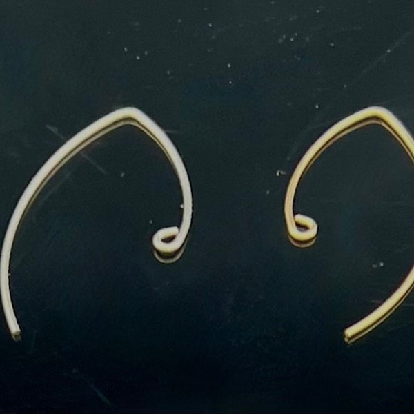 14 kt gold filled Sterling silver large V shape  Earwires  wire hook jewelry making  earring supplies sold in packs of 2 ,10 , 50 wire fancy