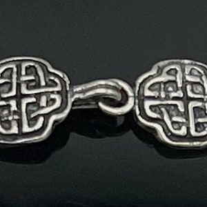 Sterling Silver Celtic hook clasp Jewelry making vintage triple  3 strand Celtic knot design 33 mm x 11.5 mm