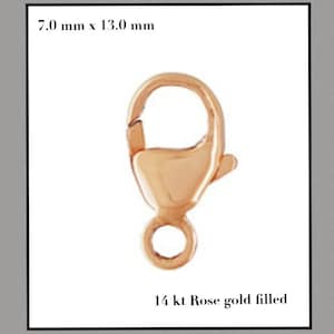 bulk 14 kt Rose Gold filled  clasps - 13 mmx 7mm  - oval trigger  lobster claw clasp-  jewelry making  -  packs of 5,25,50 100