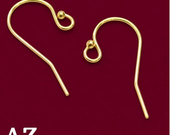 Ganchos para pendientes de oro macizo de 14 quilates: Gancho francés con punta de bola (par)