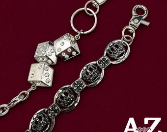 Chrome Biker Pant Chain, Rhinestone Dice, Gothic Crown Keychain - Etsy