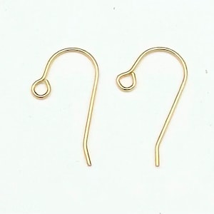 14kt Solid gold  Earwires plain  french wire hook  jewelry making  - earring supplies  24 gauge fishhook sold by pair