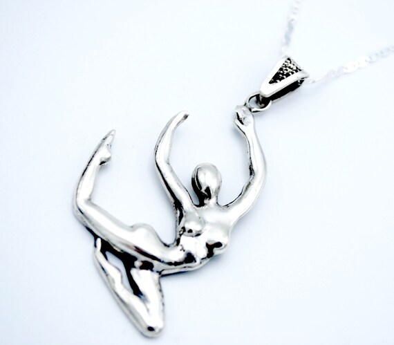 Sterling Silver Ballerina Pendant necklace    sol… - image 2