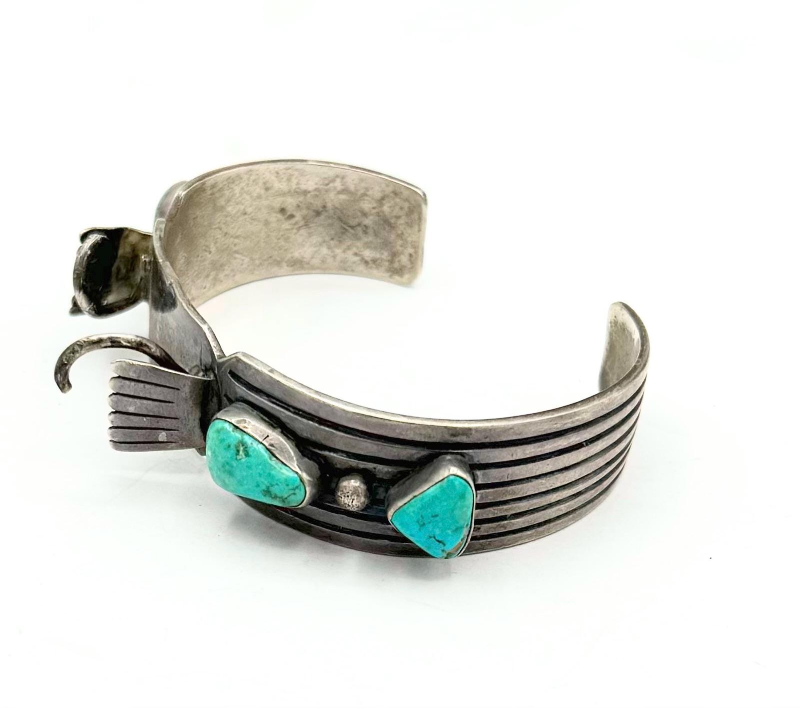 Sterling Silver Turquoise Watch Cuff Band Native American Navajo