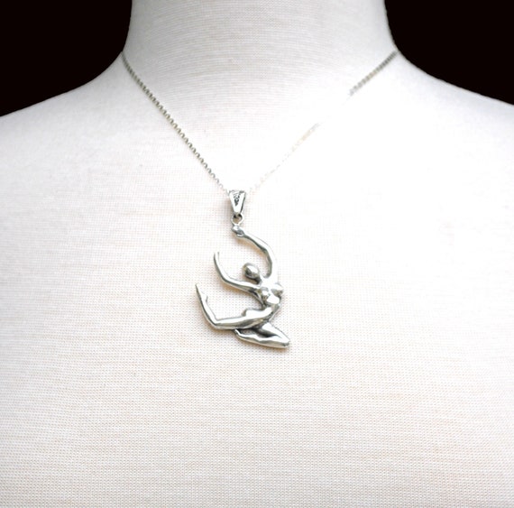 Sterling Silver Ballerina Pendant necklace    sol… - image 3