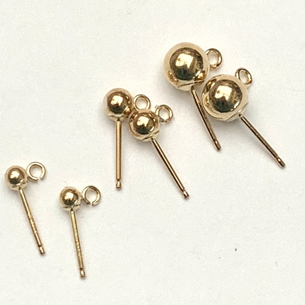 Pendientes rellenos de oro de 14 kt con poste de bola con joyería de bucle abierto que hace suministros de pendientes de 3 mm, 4 mm, 5 mm y 6 mm a granel