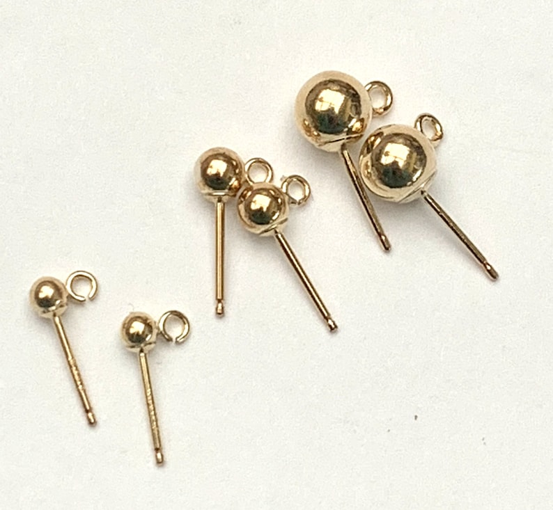 14 Kt Gold Filled Earrings Stud Ball Post With Open Loop Etsy