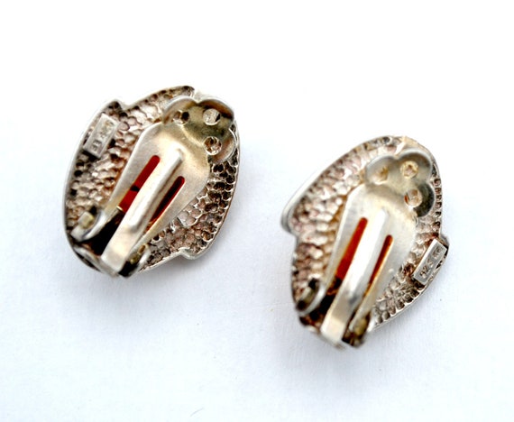 Sterling silver  Amber Earrings orange gemstone c… - image 4