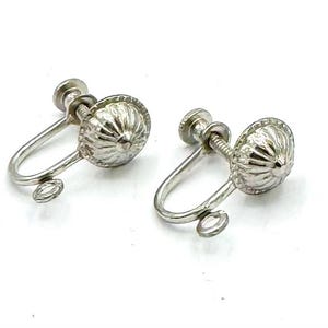 sterling silver screw back with ribbed dome ball   for making dangle non pierced  925 jewelry making  earring supplies
