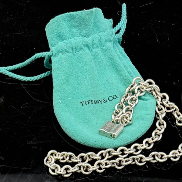 Tiffany and Company 1837 padlock necklace heavy Sterling silver Chain padlock clasp