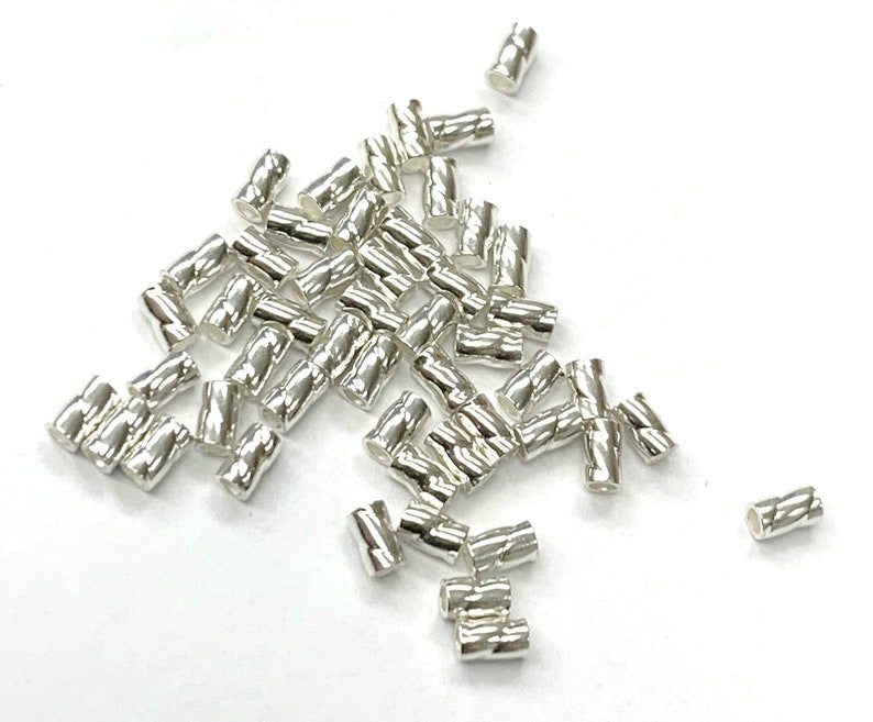 sterling silver crimps Twisted tornado style bead tube 3mm x 2mm jewelry making