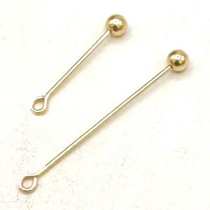 Sterling Silver 14 kt G.F.Threaded Ball Eye Pins, Jewelry Making Findings (15mm, 25mm)