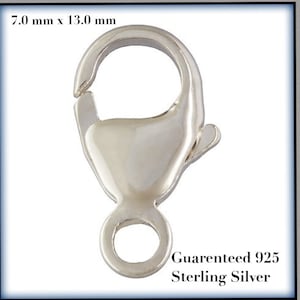 bulk sterling silver clasps - 7 mm x 13 mm  - oval trigger  lobster claw clasp-  jewelry making  - guaranteed 925 - packs of 5,25,50 100