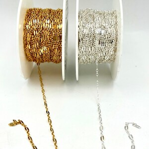 Flat thin long and short 14 kt gold filled sterling silver chain by the foot Wholesale Bulk Jewelry Supply  razor chain LS1231D