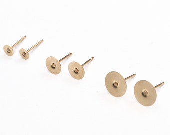 14 kt Gold filled Flat pad post earrings earrings  stud    jewelry making  earring supplies  4mm, 6 mm and 8 mm 10 pack 5 pairs