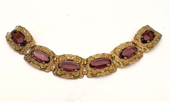 Victorian purple Gold filled bracelet Amethyst gl… - image 7