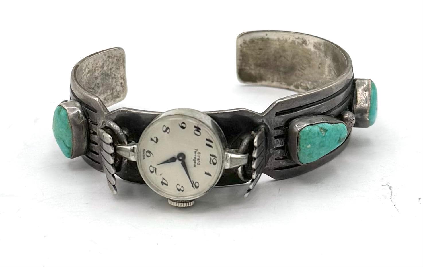 Sterling Silver Turquoise Watch Cuff Band Native American Navajo
