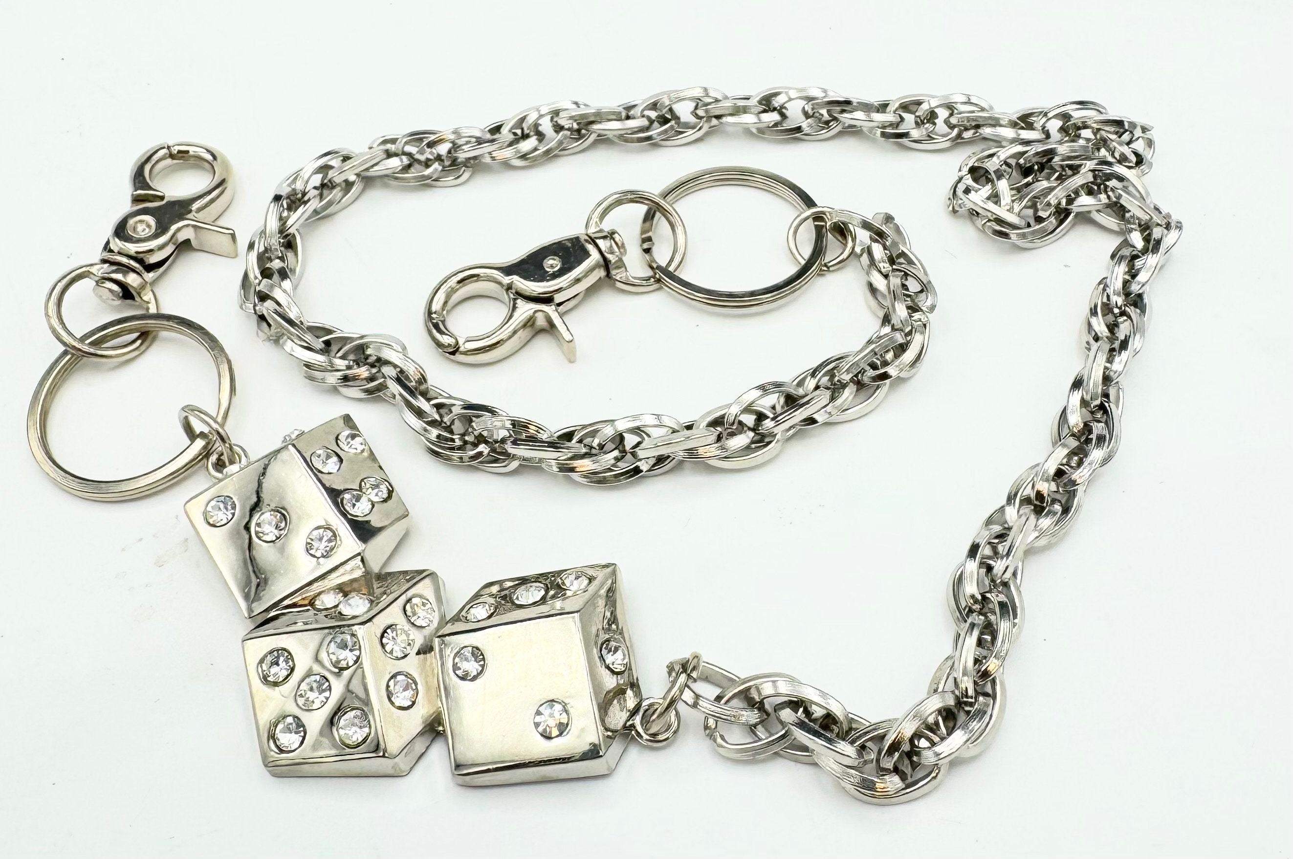 Chrome Biker Pant Chain, Rhinestone Dice, Gothic Crown Keychain - Etsy