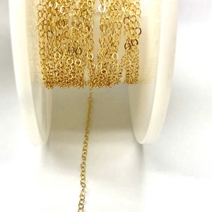 14 kt  Gold filled flat cable Chain by the foot GF2520 Wholesale Bulk Jewelry Supply  offered in 5 different lengths