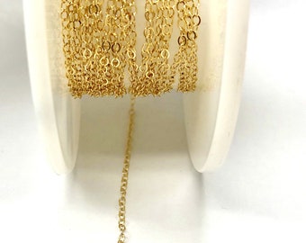 14 kt  Gold filled flat cable Chain by the foot GF2520 Wholesale Bulk Jewelry Supply  offered in 5 different lengths