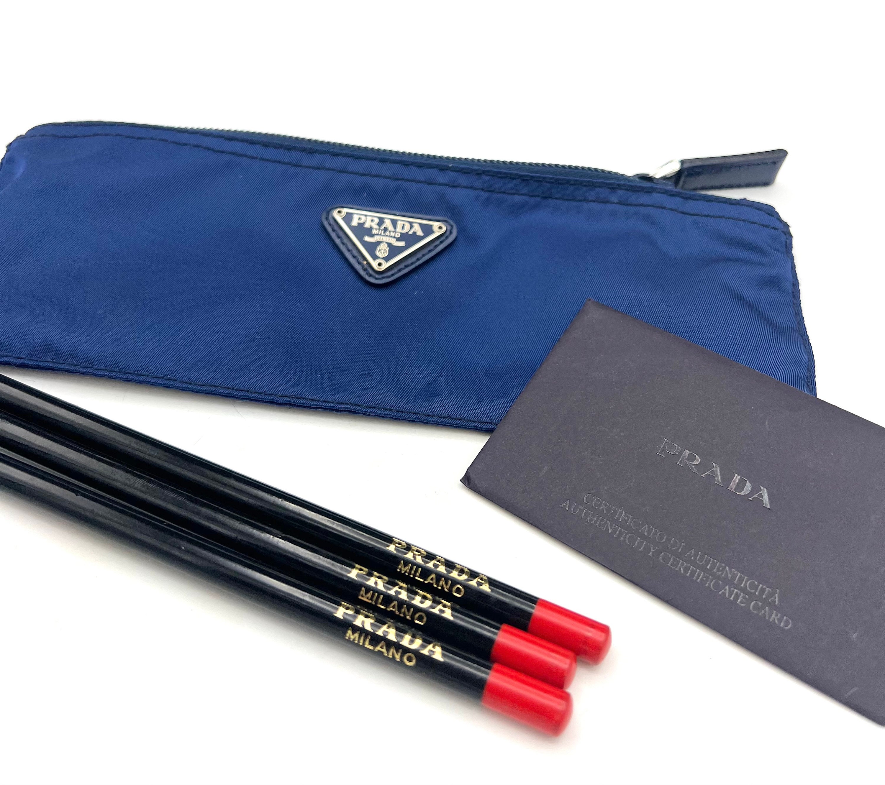 Prada Pencil Set With Original Certificate and Blue Nylon 