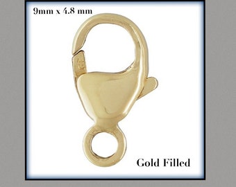 bulk 14 kt Gold filled  clasps - 9 mm x 4.8 mm  - oval trigger  lobster claw clasp-  jewelry making  -  packs of 5,25,50 100