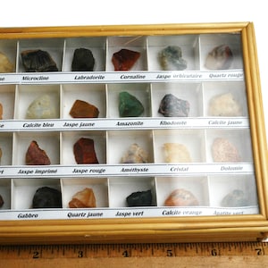 Gemstone Collection Box Vintage Mineral Specimen Sample Gift for Rock ...