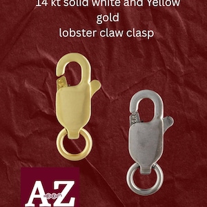14kt Solid white  and yellow Gold   clasps - 8.4 mm x 3.3 mm  and 4.5mm x 12mm flat   lobster claw clasp with ring  plated  jewelry making