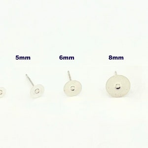 sterling silver Flat pad post earrings earrings  stud   925  jewelry making  earring supplies 3mm, 4mm, 5mm, 6 mm and 8 mm  10mm 10 pack