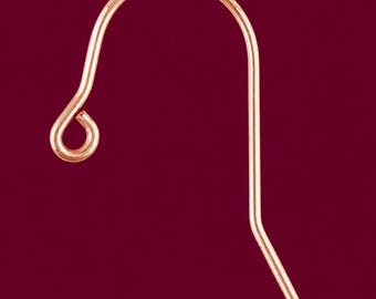 May include: A rose gold-toned metal earring hook featuring a curved wire design with a small circular loop at the end for attaching jewelry components. The bottom right corner displays the white text AZ with a small chain link icon.