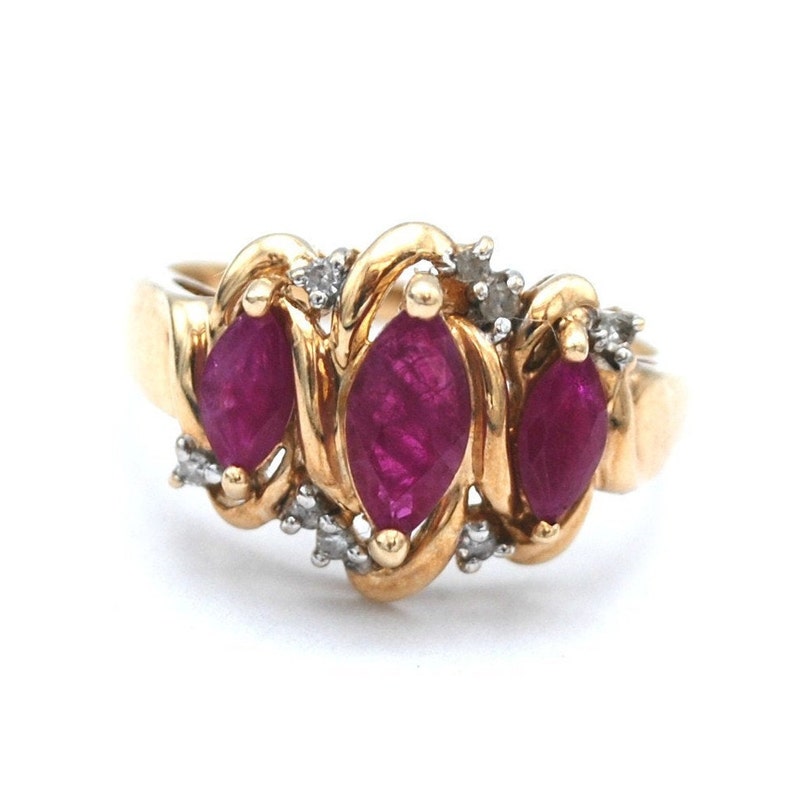 10 Kt gold Ruby Diamond Ring size 7 yellow gold multi stone | Etsy
