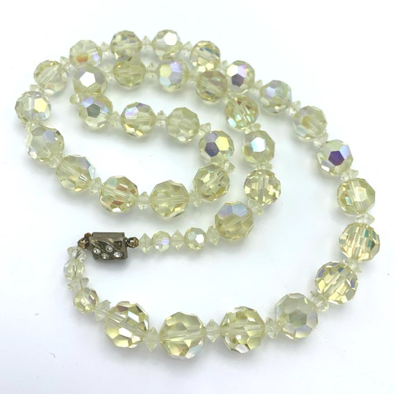 Yellow Crystal bead necklace light Yellow facet cut… Gem