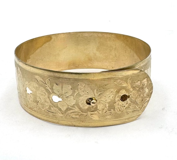Gold filled Bangle  Buckle bracelet victorian flow