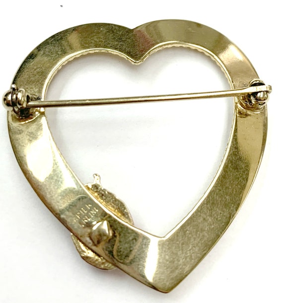 Sterling Vermeil Heart brooch  Signed Napier gold… - image 3