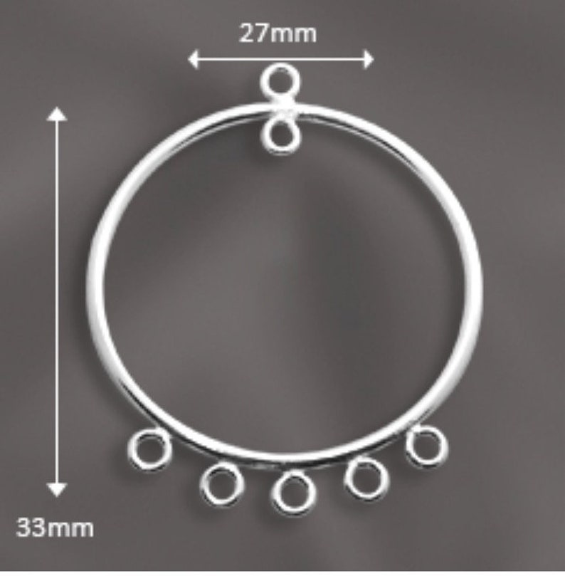 Sterling Silver Chandelier Earring Findings Circle Hoop With 5 Etsy