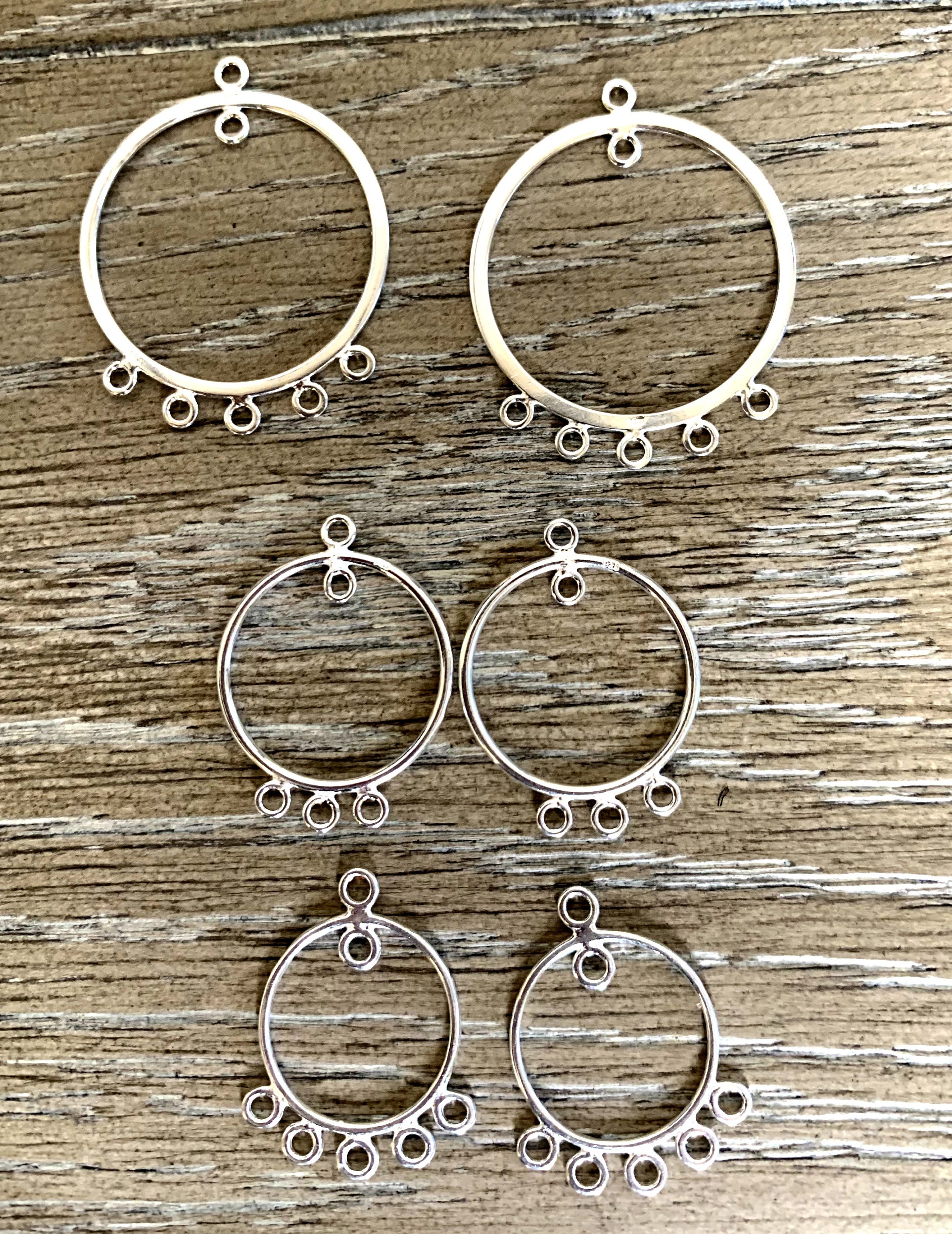 Sterling silver chandelier earring findings cirle hoop with 3 Etsy