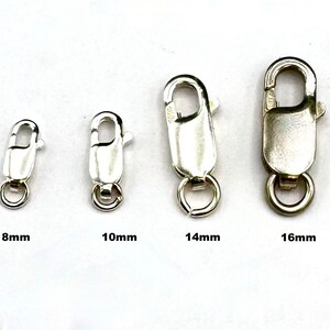 sterling silver flat  Lobster clasps with ring 8mm 10mm 12mm14mm 16mm 18mm jewelry making