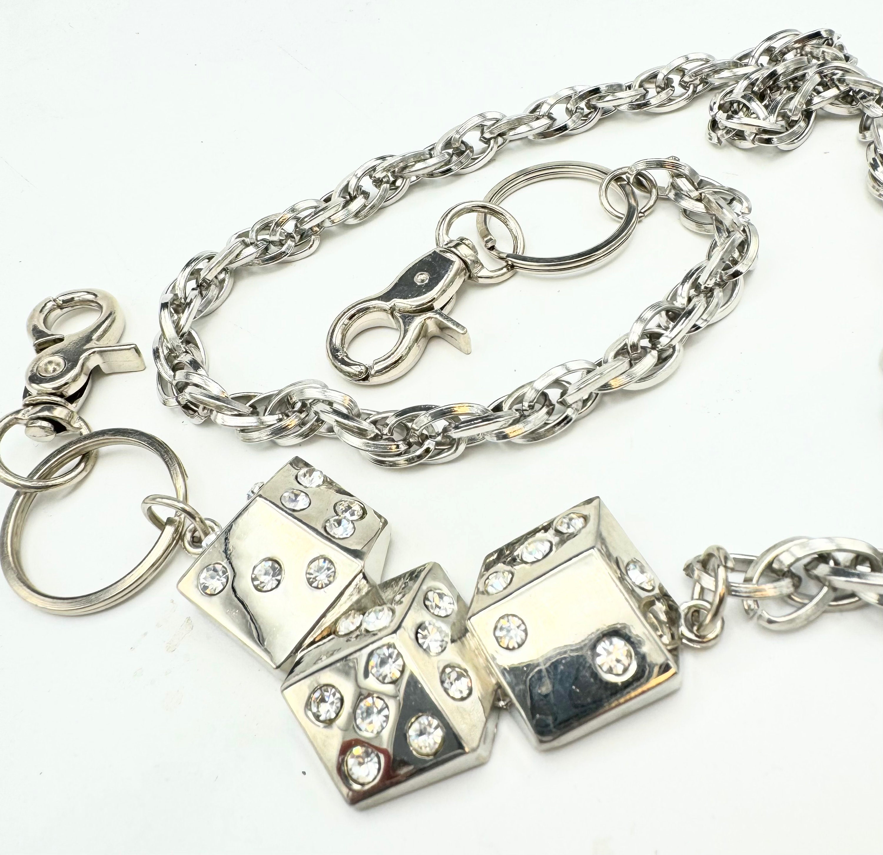 Chrome Biker Pant Chain, Rhinestone Dice, Gothic Crown Keychain - Etsy