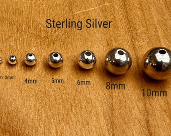 sterling silver seamless   Bead 2mm 3mm 4mm 5mm 6 mm  8 mm 10mm bulk round spacer  beads