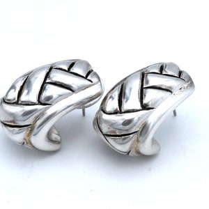 sterling silver half   hoop earrings  hallow  pierced  earring