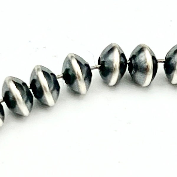 Perles en argent sterling oxydées, perles de soucoupe Navajo, perles lisses du sud-ouest, fabrication de bijoux, lot de 10, 5 tailles