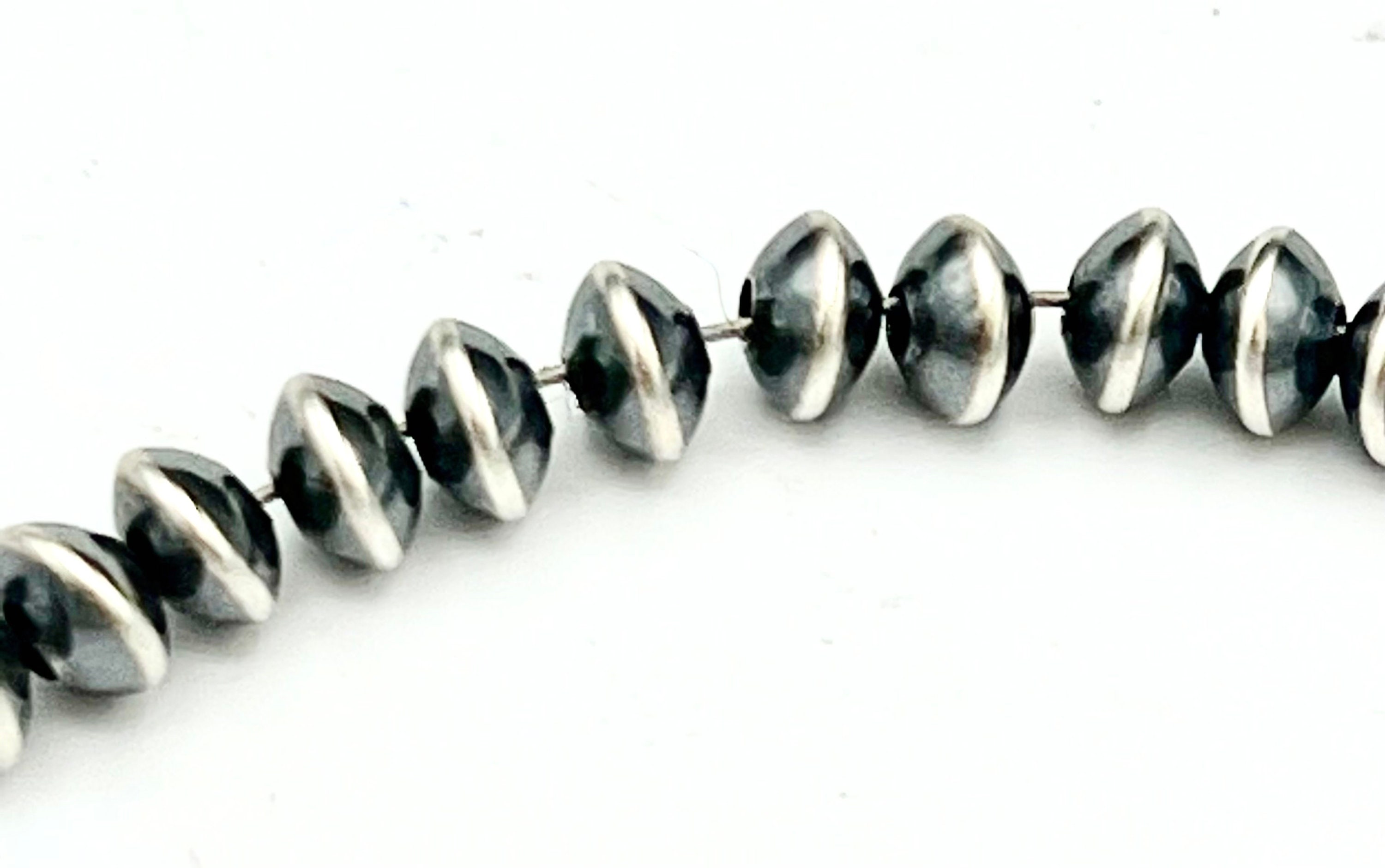 sterling silver beads  oxidized Navajo  Saucer bead southwestern smooth pearl  beads jewelry making 10 pack 5 sizes