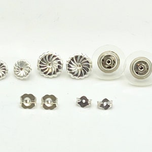 sterling silver Earring backing   swirl comfort fit 5 mm 7  mm 9 mm 11.5 earring clutch  disk  pierced post  925 jewelry making  supplies