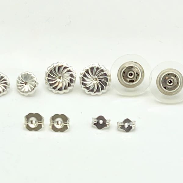 sterling silver Earring backing   swirl comfort fit 5 mm 7  mm 9 mm 11.5 earring clutch  disk  pierced post  925 jewelry making  supplies