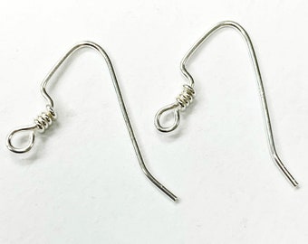 May include: Two silver earring hooks with a coiled wire loop at the top.