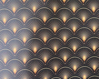 Custom made Art Deco vinyl water resistant Vinyl Leatherette fabric 11 3/4”x27&quot;