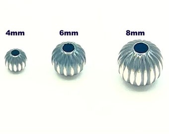 sterling silver beads  Navajo round bead southwestern pearl corrugated  beads jewelry making four sizes