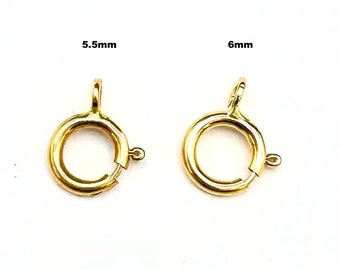 14kt Solid Gold Spring Ring Clasp (5.5mm, 6mm)