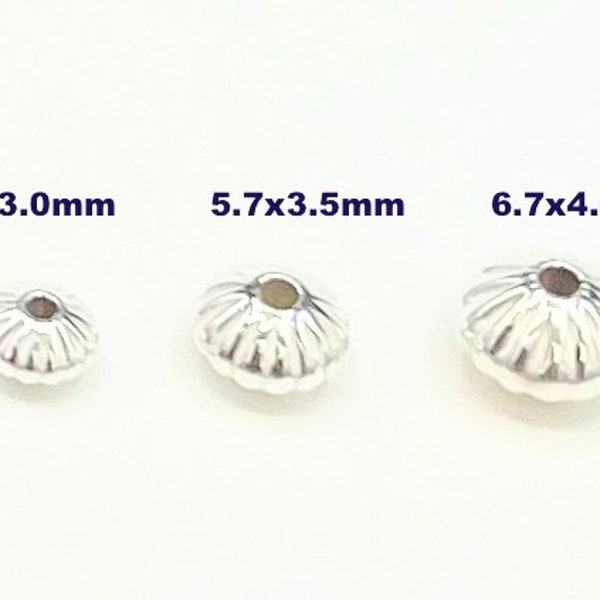 sterling silver corrugated beads  Saucer southwestern pearl   beads jewelry making 3 sizes